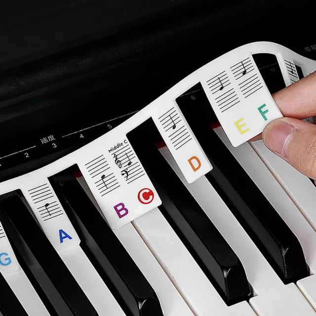 88 Keys Reusable Silicone Piano Keyboard Note Labels Perfect For Kids & Begin $d