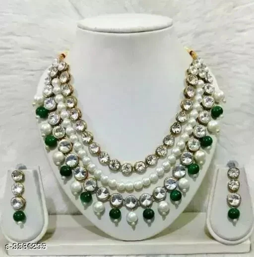 South Indian Gold-Plated Long Necklace Bridal Temple Earring Fashion Jewelry Set