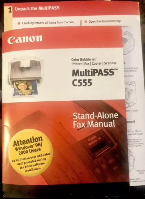 Canon MultiPass C555 Color Bubble Jet Printer/ Fax/ Copier/ Scanner Setup Guide