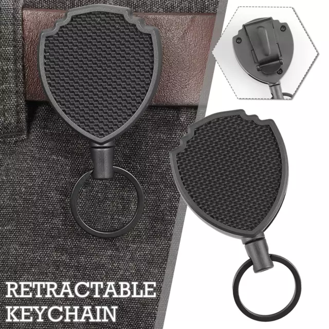 Retractable Key Tool Reel Holder Steel Belt Clip Chain Heavy Duty Split Rin y1u