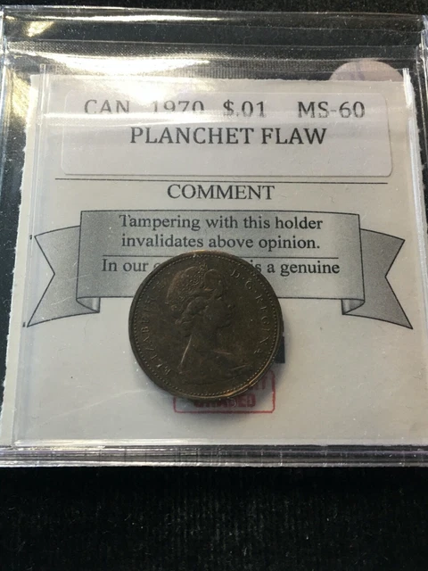 1970  Coin Mart Graded Small One Cent **MS-60** Major Planchet Flaw