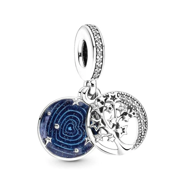 PANDORA Charm Sterling Silver ALE S925 TREE & GALAXY MOON DANGLE