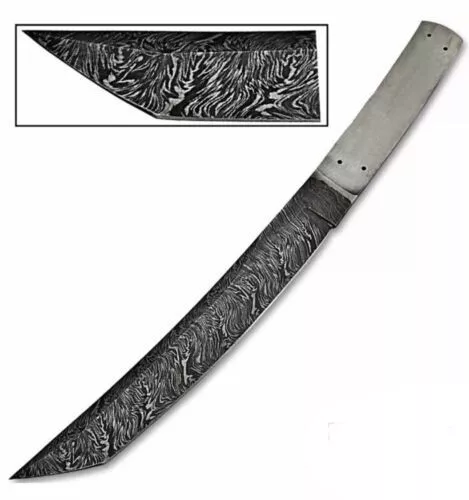 Handmade Damascus steel hunting tanto blade knife blank blade 3