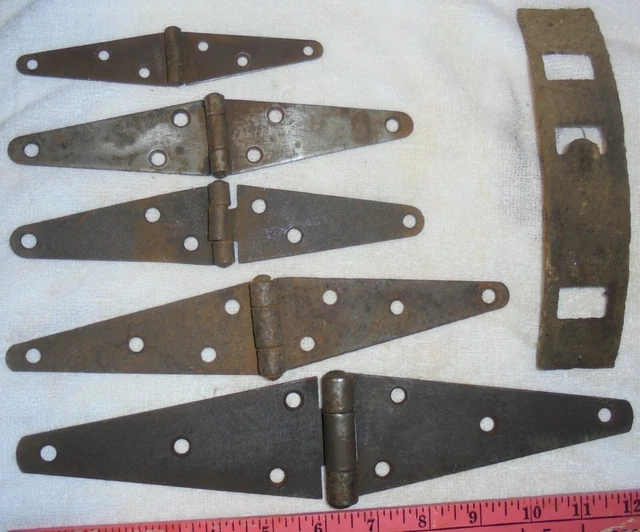 Vintage Rustic ( 5 ) LOT, Metal Barn Door Gate Strap Hinges 6" - 12"  Hinges,