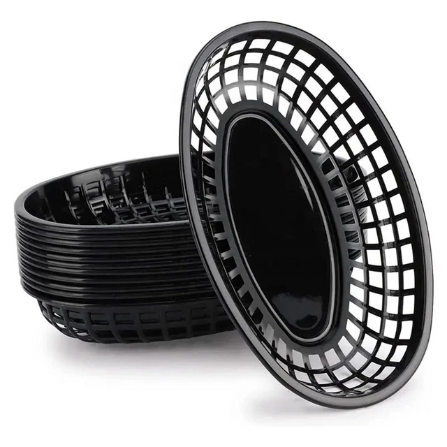 PLASTIC FOOD SERVICE Baskets Black Bread Serving Baskets Fast Food