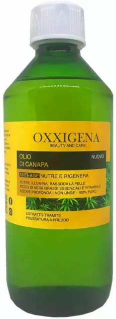 Oxxigena Olio di Semi di Canapa Pressato a Freddo 500 ml - Puro e Naturale