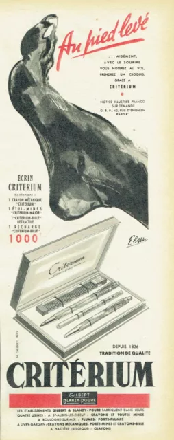 Publicité Advertising 029  1957 écrin stylo  bille mine Critérium Blanzy  Elsen