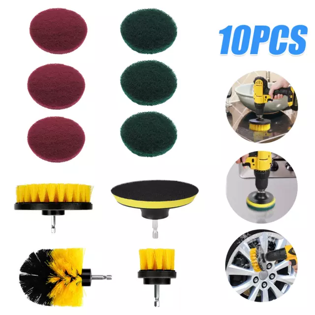 10x Drill Brush Electric Attachment Set Power Scrubber Cleaner Cleaning Carpet