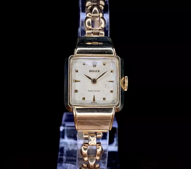 1959 Rolex Precision 9ct gold ladies cocktail watch ref 4375 hooded lug design