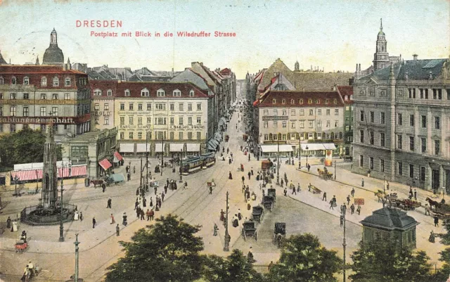 723448) AK Dresden Postplatz mit Blick in die Wilsdruffer Strasse gel. 1909