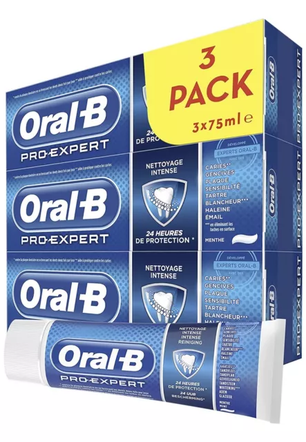 Lot de 3 Oral B Dentifrice PRO EXPERT nettoyage intense 75 ml