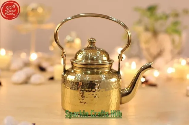 Antique Brass Tea Coffee Kettle, Brass Teapot Cooking & Serving 33 Oz Gift Items
