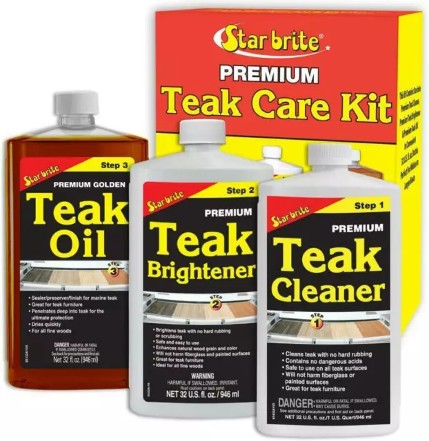 Star Brite Premium Teak Care Kit - 3 Easy-to-use 32 Oz Products to Restore, Beau