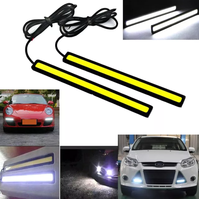 2X Car LED Lights 12V Bright White COB Light Bulb 17cm For DRL Fog Driving Lamp