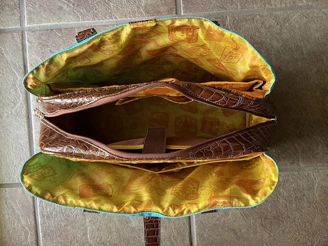 SAMANTHA BROWN Large Turquoise & Brown Croc Travel Tote Bag - TONS Of Pockets! 5