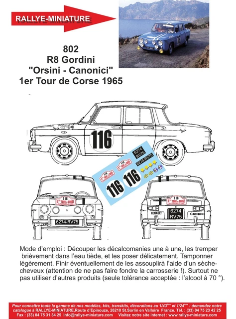 Voiture Miniature Norev Renault 8 Gordini Rallye Monte-Carlo 1965 - 1/43, Occasion