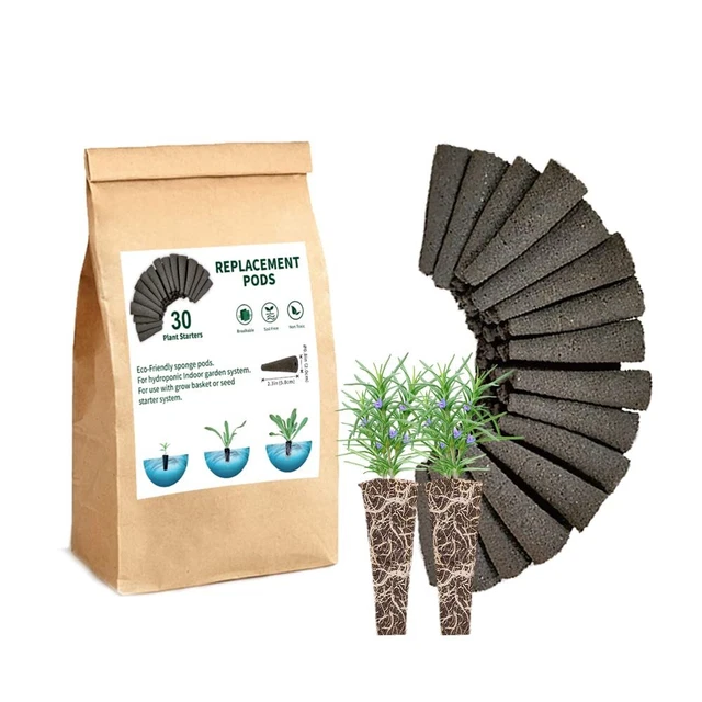 30 Pack Seed Starter Sponges Compatible with AeroGarden Pods