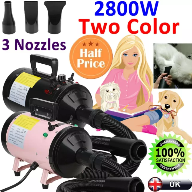 2800W Dog Cat Pet Dryer Grooming Hair Stepless Speed Blaster Blower Heater