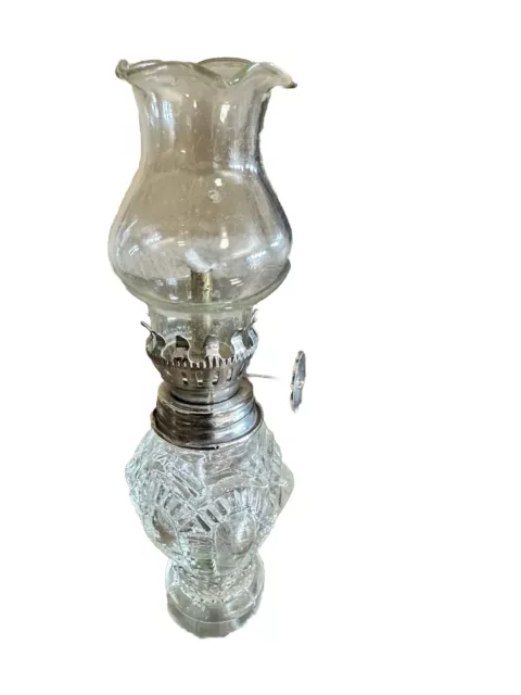 Antique Miniature Clear Glass Kerosene Oil Lamp