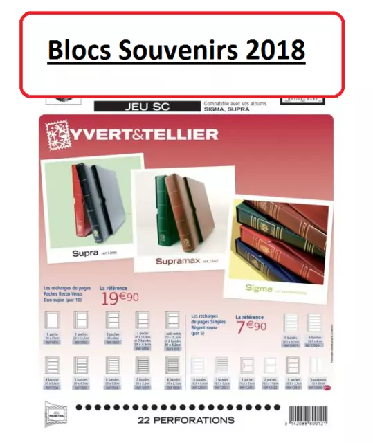 Jeu Yvert et Tellier France Blocs Souvenirs SC 2018