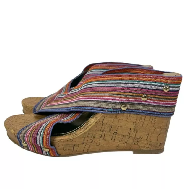 Madden Girl Nautic Platform Sandals Womens 7.5 Boho Multicolored Rainbow Wedge