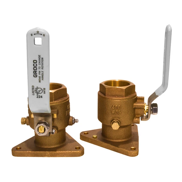 Groco Fbv-750 3/4" Bronze Tri-Flanged Ball Valve/Seacock