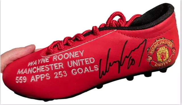 Wayne Rooney Signed Manchester United Statistics Red Football Boot  £99