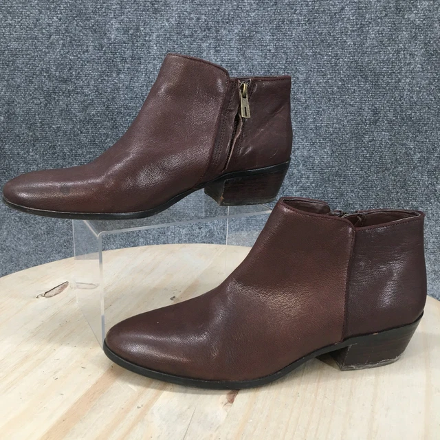 Sam Edelman Boots Womens 10.5 M Petty Ankle Booties Brown Leather  Zip Up Casual