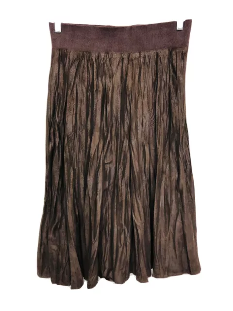 Nic + Zoe Skirt Size S Womens Brown Long Maxi Wrinkle Pull-On Faux-Leather