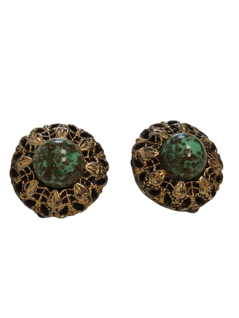 Anciennes Boucles D'oreilles Puces Plaqué Or Jaune – Clous – Vintage Doré