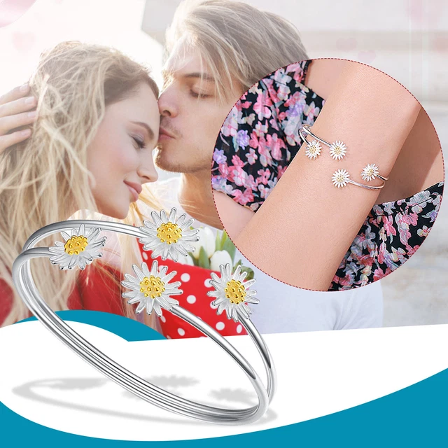 Kalorienzähler Armband Art- und Weisefrauen-Gänseblümchen-Silber-Armband-offenes