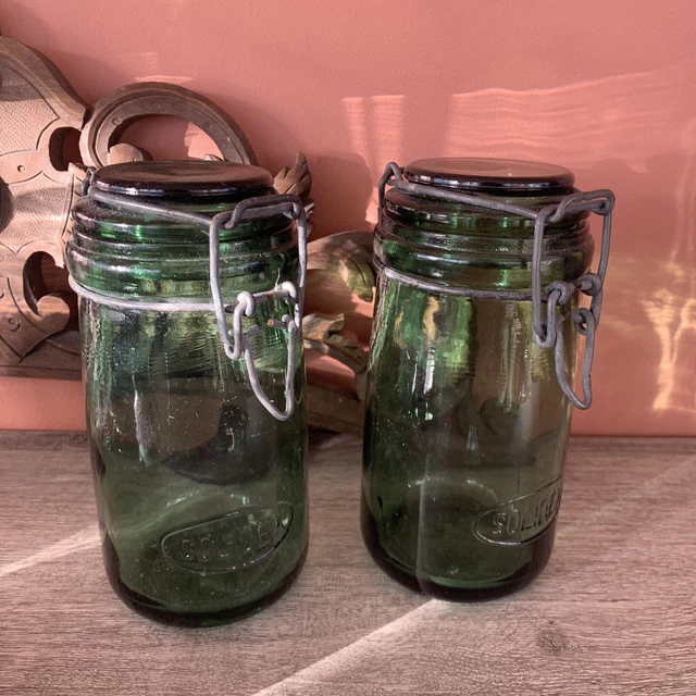Lot De 6 Bocaux Anciens En Verre « Le Meilleur » 1 Litre - Vintage, Hauteur 14 Cm, Bon état