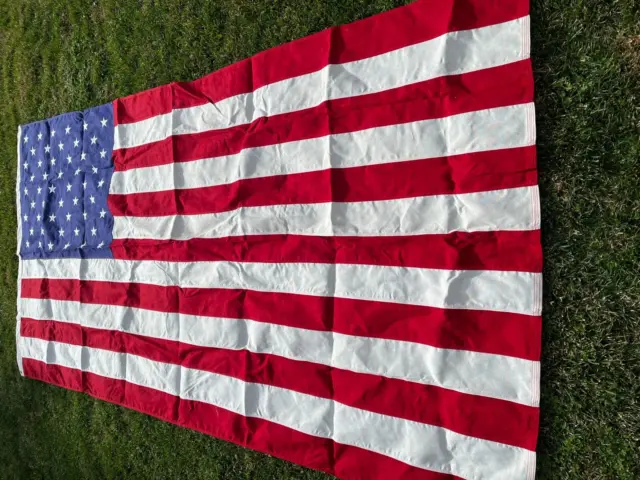 Vintage Dettras Bulldog American Flag 50 Star 4.9 x 9.5 ft Red White Blue USA