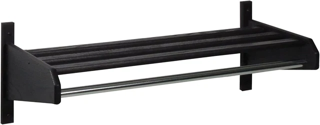 Wooden Mallet, 5/8" Diameter Bar, Black 38" Oak Coat & Hat Rack