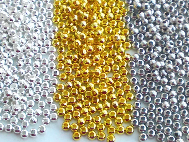 50/100 Metall Perlen 3 mm Zwischenperlen Spacer Kugel rund Deko Basteln Auswahl