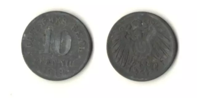 Deutsches Reich WKI Ersatz Münze Eisen 10 Pfennig 1918 ohne Buchstabe *DR83b