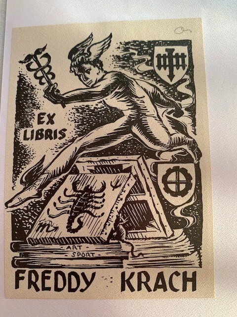 Alfred SELIG Ex-Libris for Freddy KRACH, 115 x 86mm 20th, Black