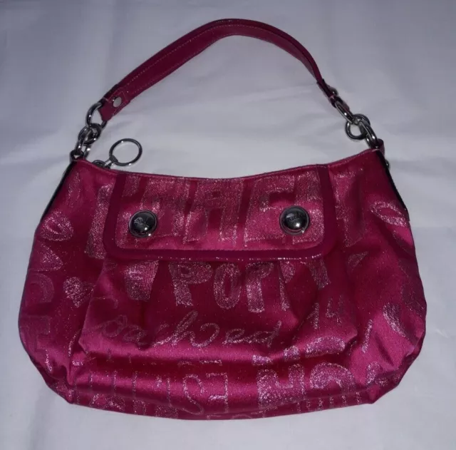 Authentic Coach Poppy Storypatch Sparkle Hobo Shoulder Bag Purse 15302 Pink_Rare