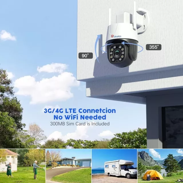 ctronics 3G/4G LTE telecamera di sorveglianza esterna con scheda SIM PTZ IP telecamera outdoor