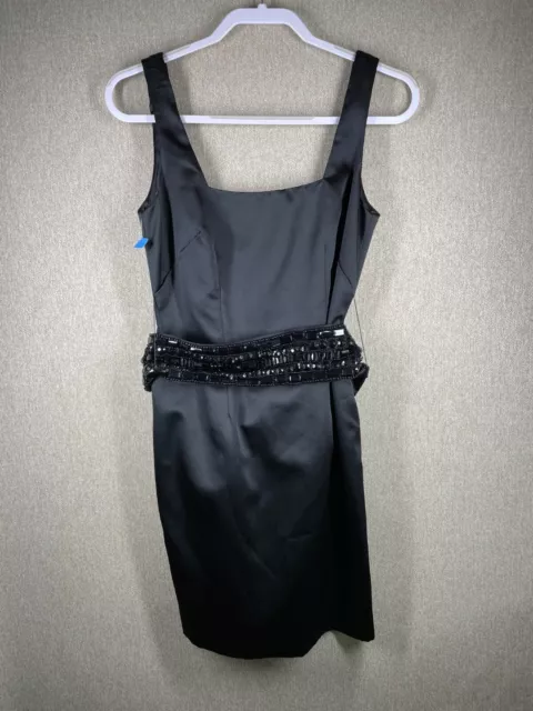 ABS Allen Schwartz Collection Dress 4 Black Beaded Bow Belt Evening Cocktail