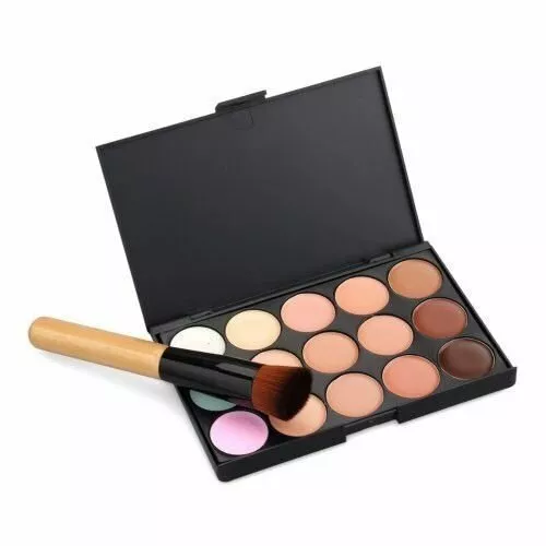 15 Farben Concealer Palette Kit kostenlose Pinsel Make-up Kontur Gesichtscreme