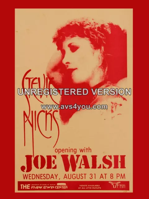 Stevie Nicks / Joe Walsh Austin Texas 16" x 12" Photo Repro Concert Poster