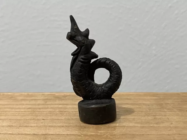 Antique Asian Chinese or Burmese Bronze Dragon or Water Serpent Opium Weight
