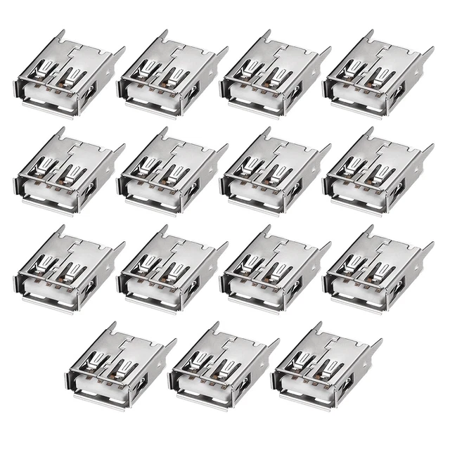 Conector USB tipo PCB,una clavija hembra 4 pines, inserción recta vertical 15pcs