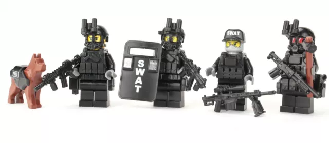 Custom SWAT Team Police Officer Tactical Unit made w/ real LEGO® Minifigure