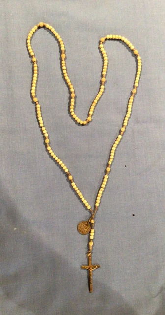Antique Roman Catholic bone or other material, Beaded with Crucifix