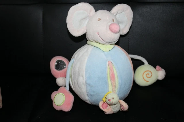 Doudou souris activite ballon NATTOU grelot miroir pouet papier bruissant 24 cm