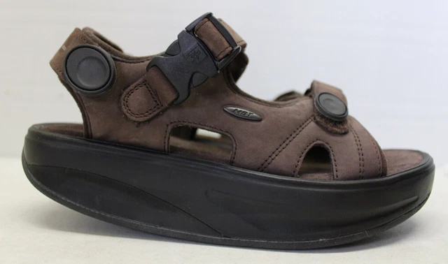Mbt 40072-01  Women's Size 9  Dark Brown Leather 3 Strap Hiking Toning Sandals