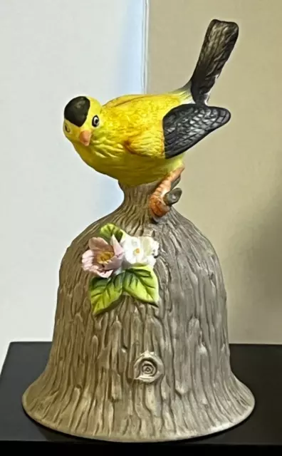 Vintage TOWLE Fine Bone China Yellow Finch Bird Bell Figurine Collectible - L