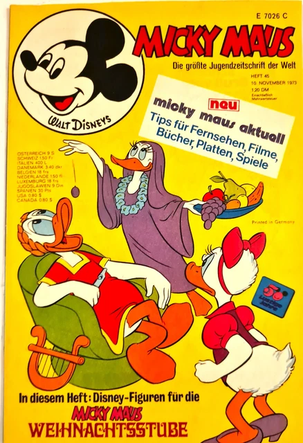 Micky Maus Comic Heft Nr.45 TOP Z 1/1-2 mit GS+SB 1973 (126)